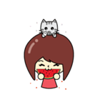 Cute girl and cat（個別スタンプ：32）