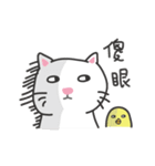 white cat and chicken（個別スタンプ：14）