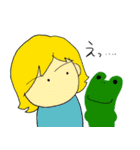 女子と緑の子（個別スタンプ：6）