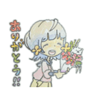 お花ほっぺの女の子（個別スタンプ：1）