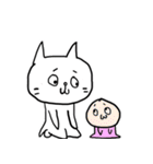 子守り白ねこと赤ちゃん（個別スタンプ：20）
