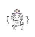 子守り白ねこと赤ちゃん（個別スタンプ：25）