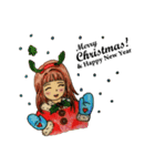 X'mas ＆ Happy New Year : Red Beret Girl（個別スタンプ：1）