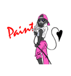 Customize Pink overalls were put on.Dog（個別スタンプ：6）