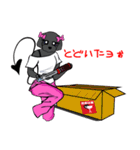 Customize Pink overalls were put on.Dog（個別スタンプ：8）