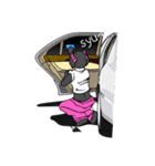 Customize Pink overalls were put on.Dog（個別スタンプ：11）