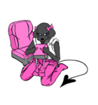 Customize Pink overalls were put on.Dog（個別スタンプ：12）