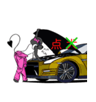 Customize Pink overalls were put on.Dog（個別スタンプ：13）