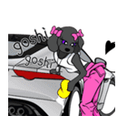Customize Pink overalls were put on.Dog（個別スタンプ：14）