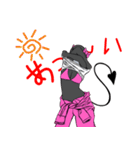 Customize Pink overalls were put on.Dog（個別スタンプ：15）