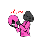 Customize Pink overalls were put on.Dog（個別スタンプ：18）