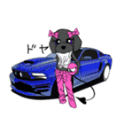 Customize Pink overalls were put on.Dog（個別スタンプ：19）