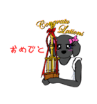 Customize Pink overalls were put on.Dog（個別スタンプ：20）