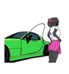 Customize Pink overalls were put on.Dog（個別スタンプ：24）