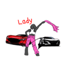 Customize Pink overalls were put on.Dog（個別スタンプ：31）
