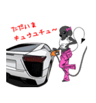 Customize Pink overalls were put on.Dog（個別スタンプ：34）