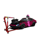Customize Pink overalls were put on.Dog（個別スタンプ：35）