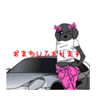 Customize Pink overalls were put on.Dog（個別スタンプ：38）