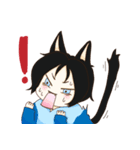 Cat girl Yu ＆ Cat boy Black（個別スタンプ：3）