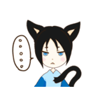 Cat girl Yu ＆ Cat boy Black（個別スタンプ：34）