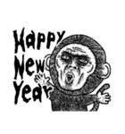 新年を待ちわびた猿のあけおめスタンプ。（個別スタンプ：1）