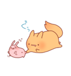 うさぎとわんこがもふもふしてるだけ。（個別スタンプ：1）