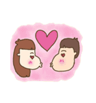 a boy big nose and a chubby girl（個別スタンプ：17）