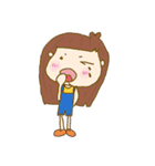 a boy big nose and a chubby girl（個別スタンプ：35）