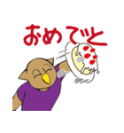 フクロウとニワトリスタンプ（個別スタンプ：21）