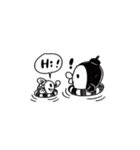 Omelette penguin---Black and White Mime（個別スタンプ：16）