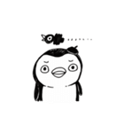 Omelette penguin---Black and White Mime（個別スタンプ：18）