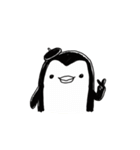 Omelette penguin---Black and White Mime（個別スタンプ：28）