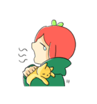 Apple boy and cat（個別スタンプ：2）