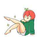 Apple boy and cat（個別スタンプ：9）