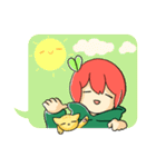 Apple boy and cat（個別スタンプ：11）