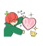 Apple boy and cat（個別スタンプ：15）