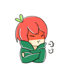 Apple boy and cat（個別スタンプ：17）