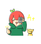 Apple boy and cat（個別スタンプ：19）