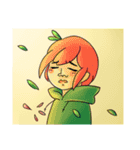 Apple boy and cat（個別スタンプ：24）