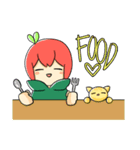 Apple boy and cat（個別スタンプ：32）