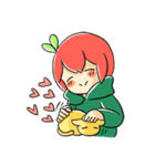 Apple boy and cat（個別スタンプ：34）