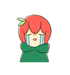 Apple boy and cat（個別スタンプ：35）