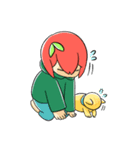 Apple boy and cat（個別スタンプ：36）