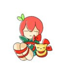 Apple boy and cat（個別スタンプ：37）