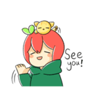 Apple boy and cat（個別スタンプ：40）