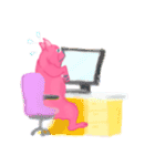 ピンクのいぬ（個別スタンプ：7）