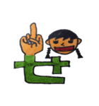 手話 指文字＆人の顔(あ行〜や行とおまけ)（個別スタンプ：14）