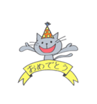 Happy Gray Cat（個別スタンプ：40）