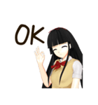 Black Hair Bangs JK Girl（個別スタンプ：1）