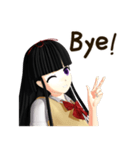 Black Hair Bangs JK Girl（個別スタンプ：7）